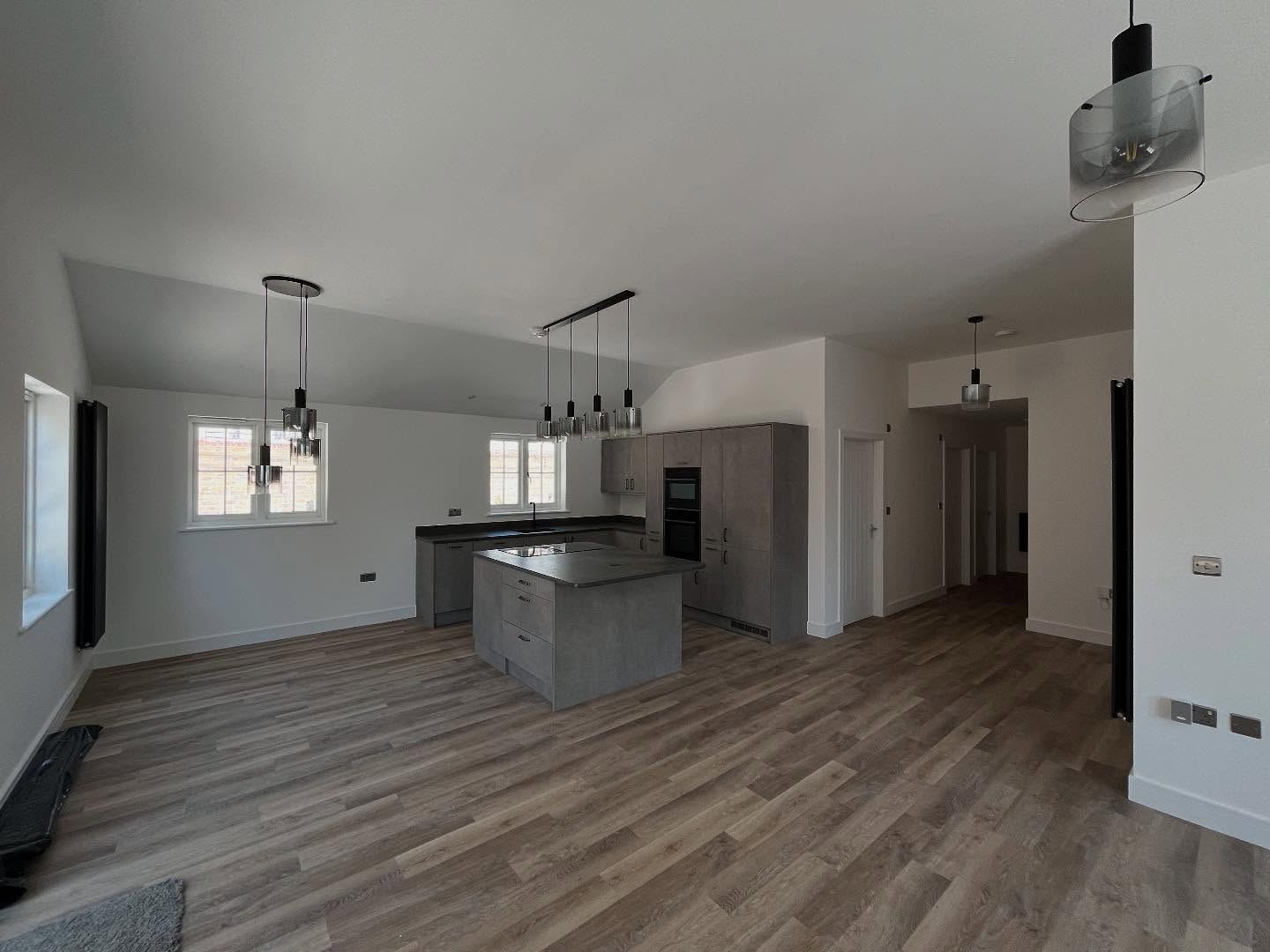 Open-plan kitchen in a new build home in Kent